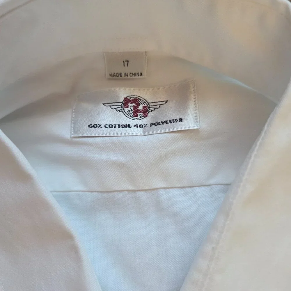 Murphy & Hartelius White Pilot Uniform Shirt Size 17  Cotton Blend Pockets